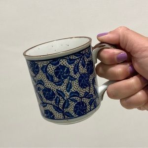 Ceramic Blue Brown Floral Coffee Tea Mug Possibly Vintage Definitely Secondhand